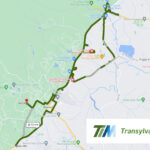 Map of Transylvania County transit route, with Transylvania in Motion logo